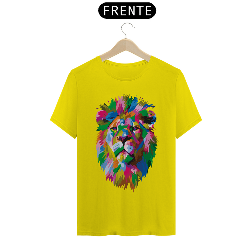 Camiseta Masculina T-Shirt Quality - Leão colorido