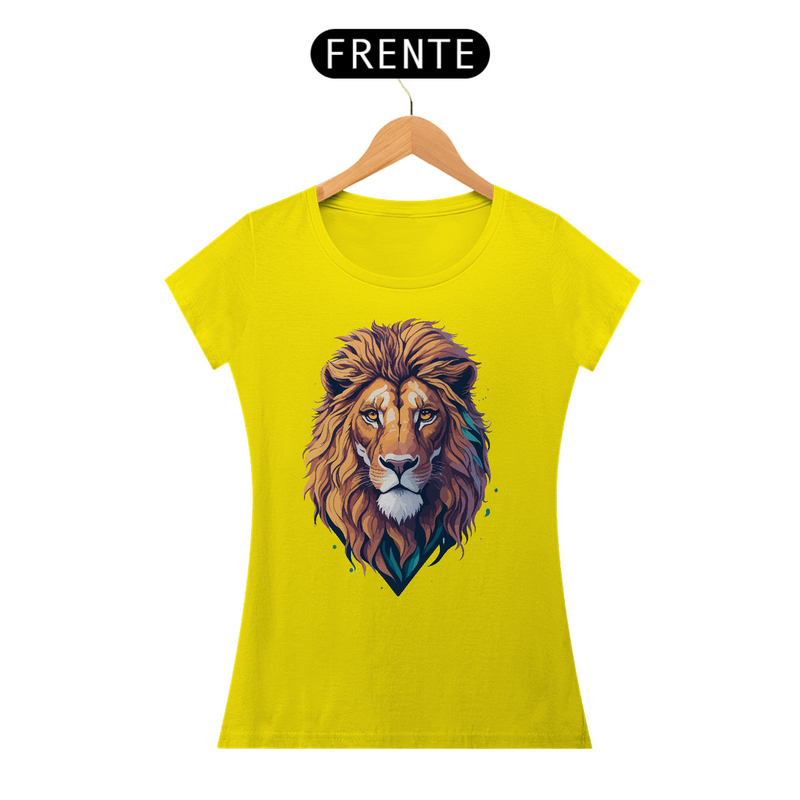 Camiseta Feminina Baby Long Quality - Leão Desenho