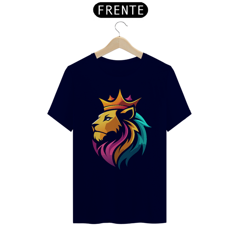 Camiseta Masculina T-Shirt Quality - Leão colorido