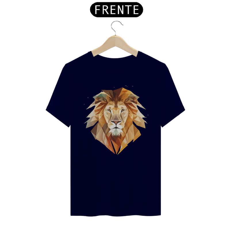 Camiseta Masculina T-Shirt Quality - Leão Geométrica