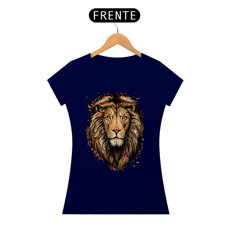 Camiseta Feminina Baby Long Quality - Leão Desenho