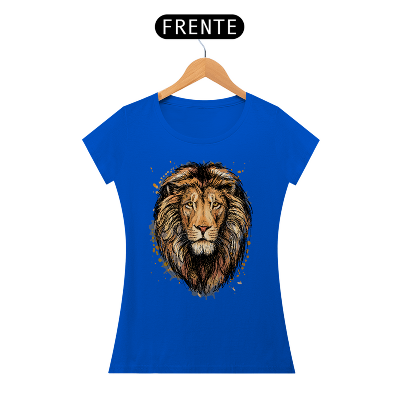 Camiseta Feminina Baby Long Quality - Leão Desenho