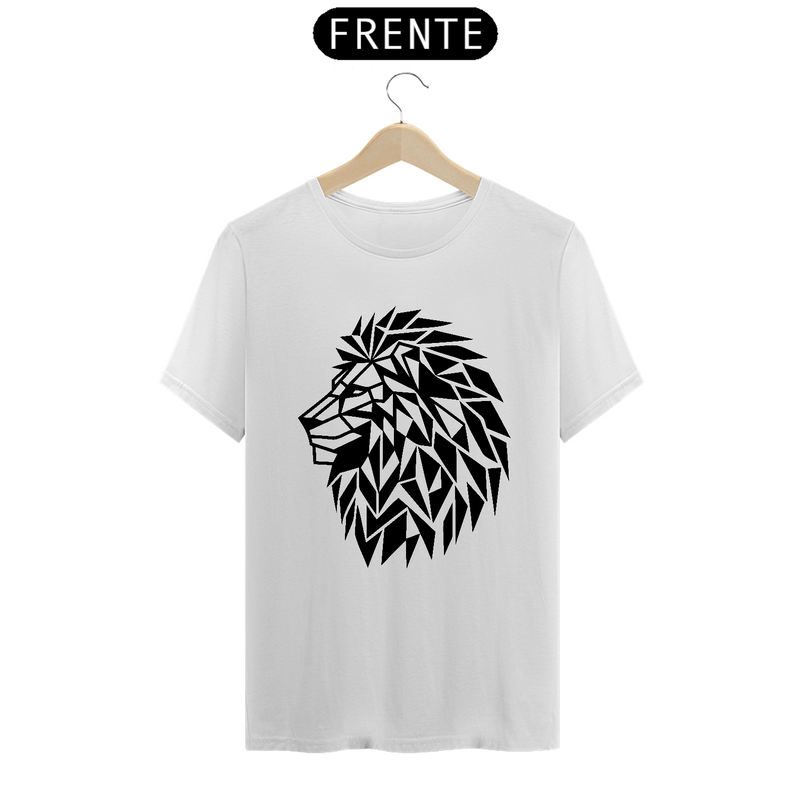 Camiseta Masculina T-Shirt Quality - Leão geométrico