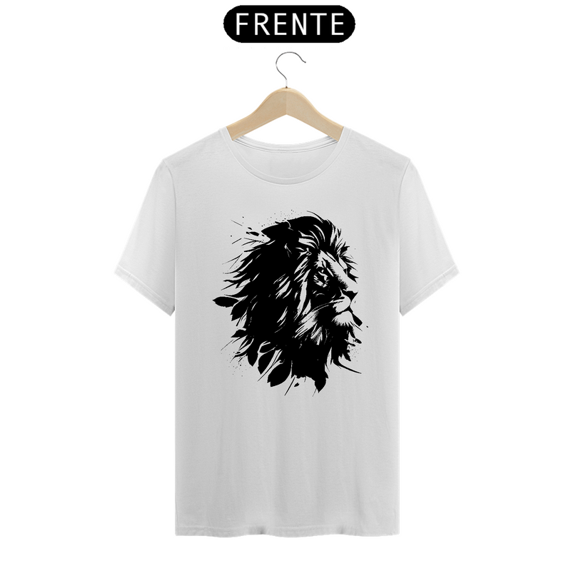 Camiseta Masculina T-Shirt Quality Branco - Leão Preto