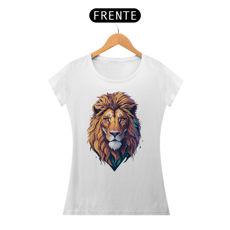 Camiseta Feminina Baby Long Quality - Leão Desenho