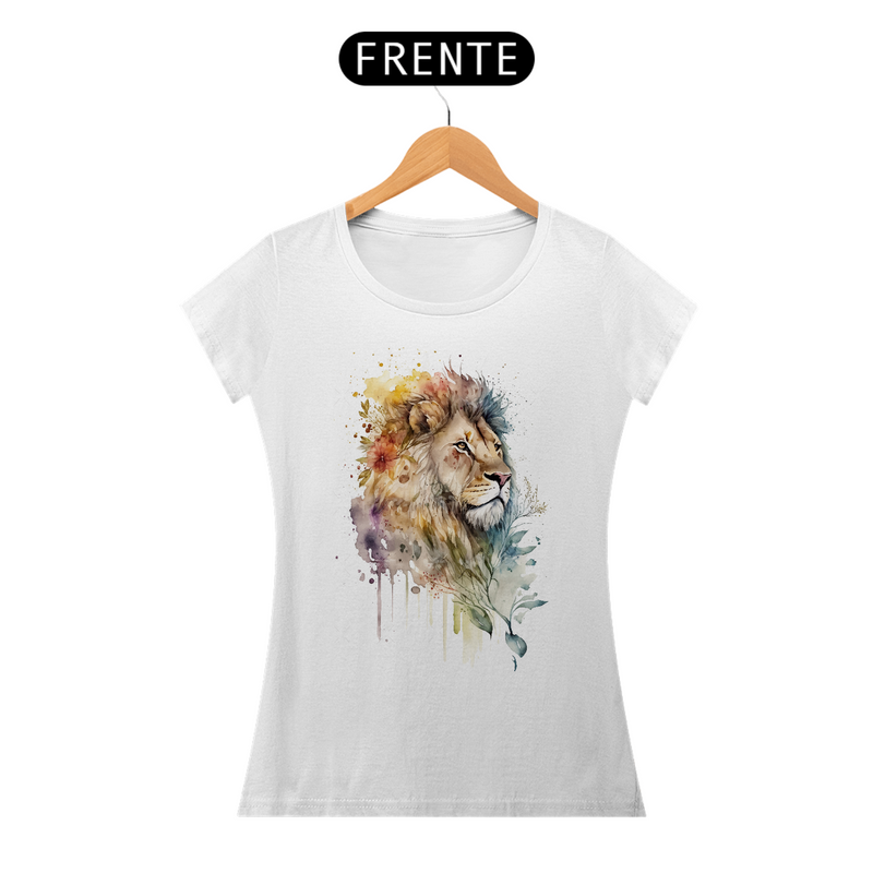 Camiseta Feminina Baby Long Quality Branca - Leão Pintado