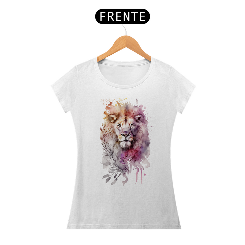 Camiseta Feminina Baby Long Quality -  Leão Pintado