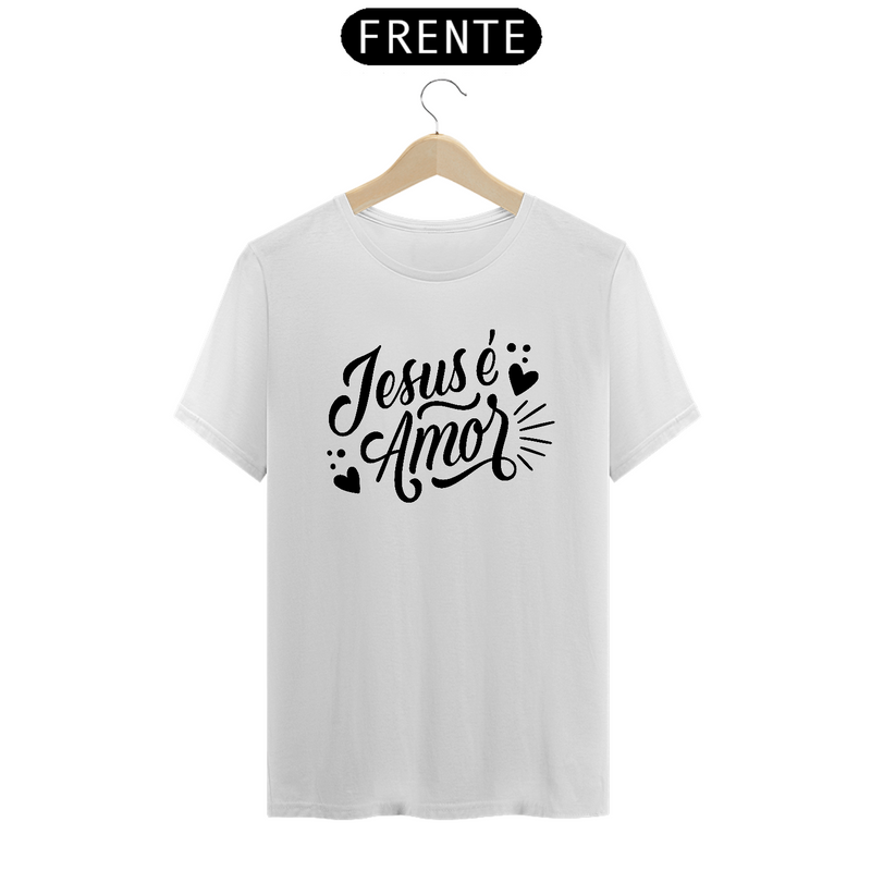 Camiseta Masculina T-Shirt Quality Branca - Jesus é Amor