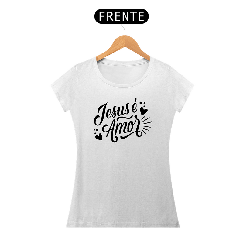Camiseta Feminina Baby Long Quality Branco - Jesus é Amor