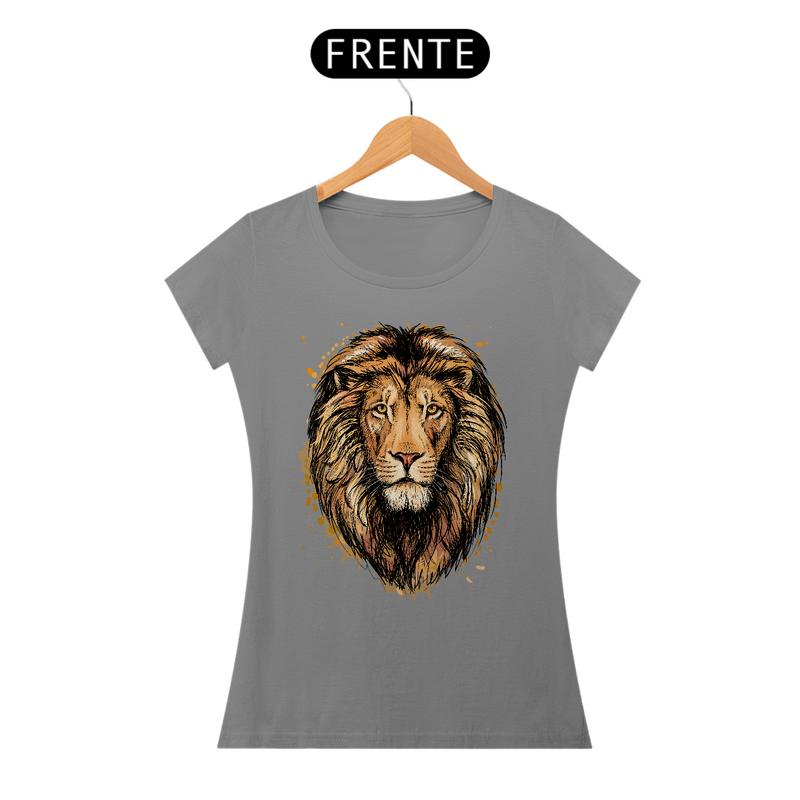 Camiseta Feminina Baby Long Quality - Leão Desenho