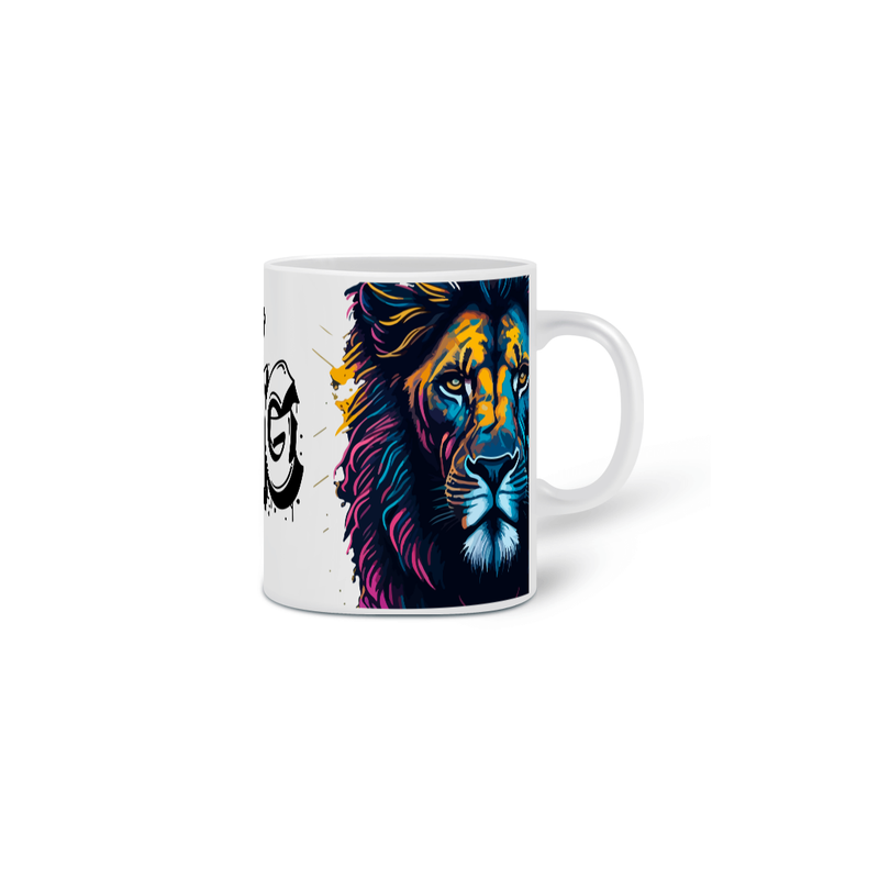 Caneca Branca - Leão Pintado