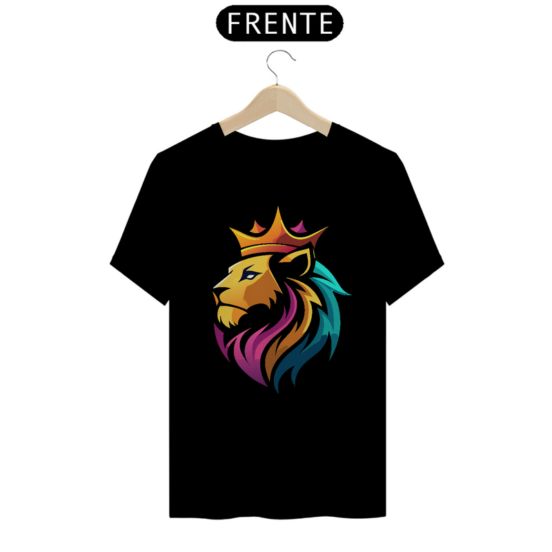 Camiseta Masculina T-Shirt Quality - Leão colorido