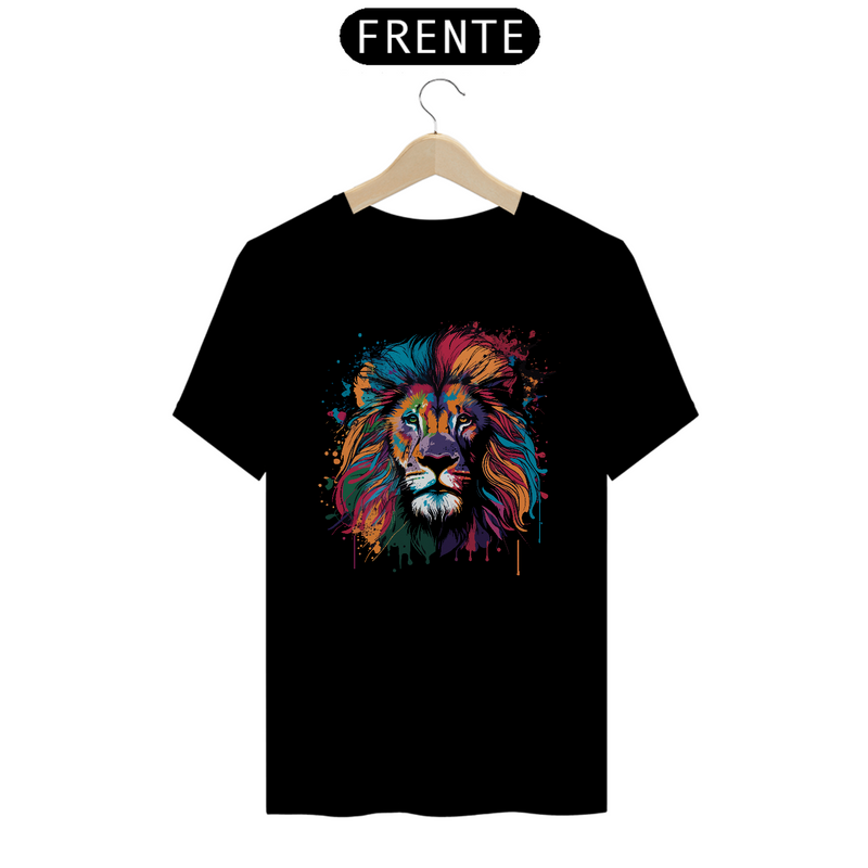 Camiseta Masculina T-Shirt Quality Preto -  Leão Pintado