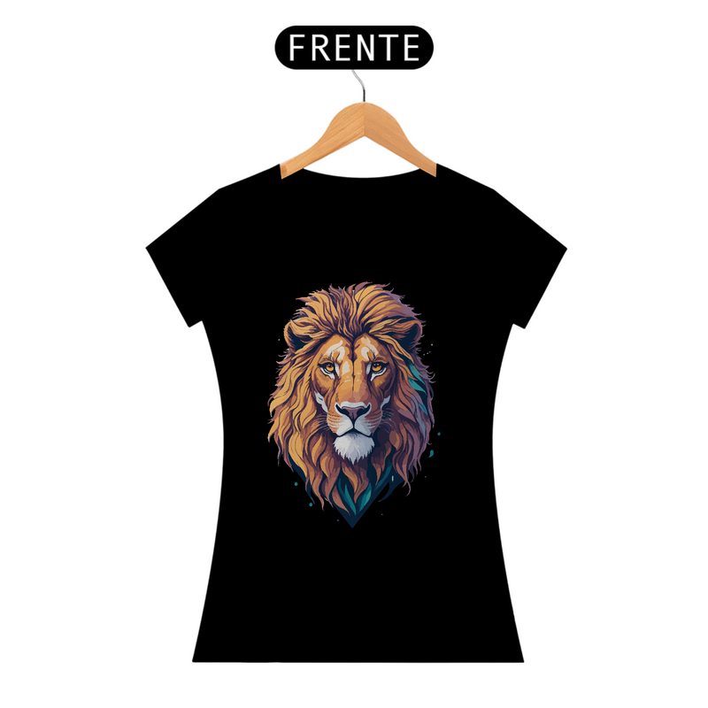 Camiseta Feminina Baby Long Quality - Leão Desenho