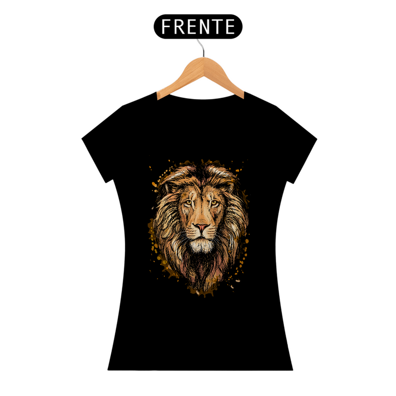 Camiseta Feminina Baby Long Quality - Leão Desenho