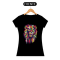 Camiseta Feminina Baby Long Quality Preto - Leão Pintado