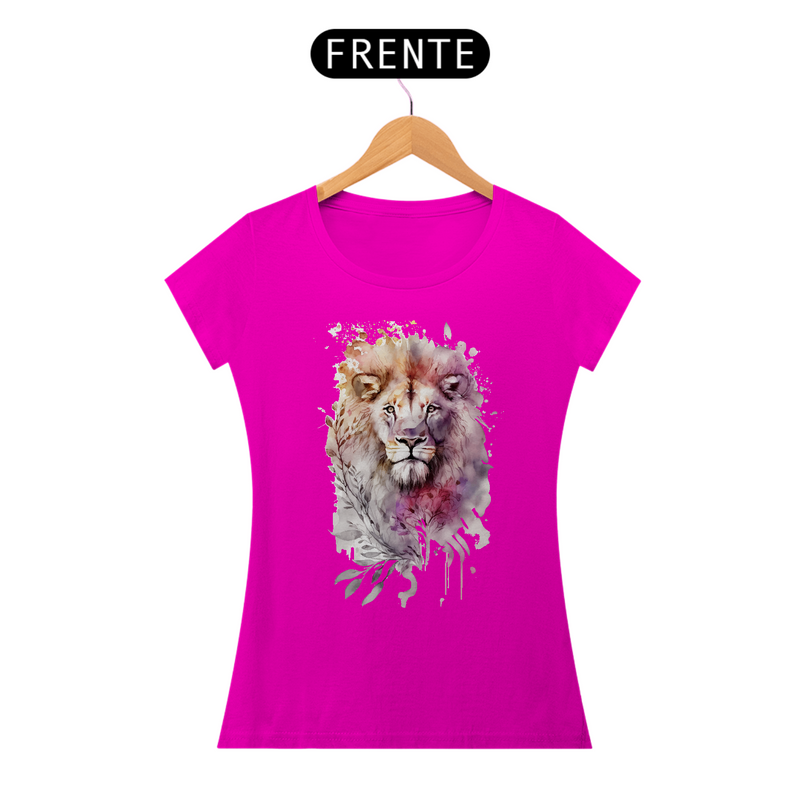 Camiseta Feminina Baby Long Quality -  Leão Pintado