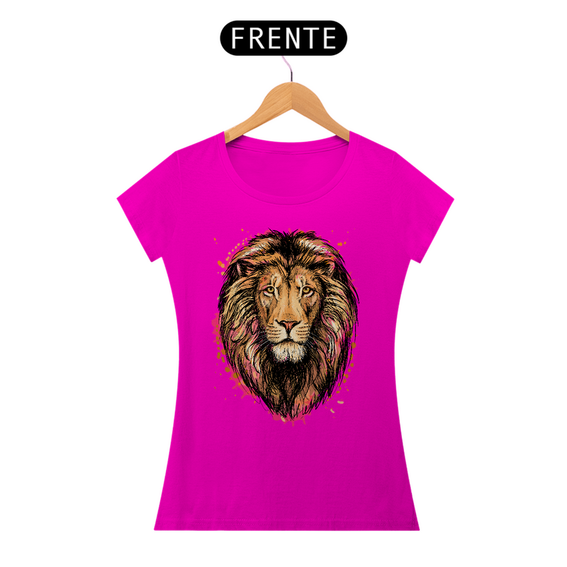 Camiseta Feminina Baby Long Quality - Leão Desenho