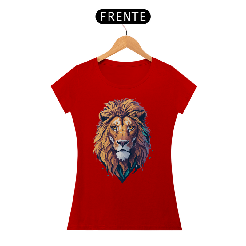 Camiseta Feminina Baby Long Quality - Leão Desenho