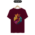 Camiseta Masculina T-Shirt Quality - Leão colorido