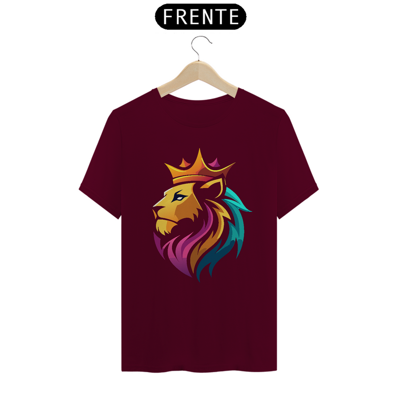 Camiseta Masculina T-Shirt Quality - Leão colorido