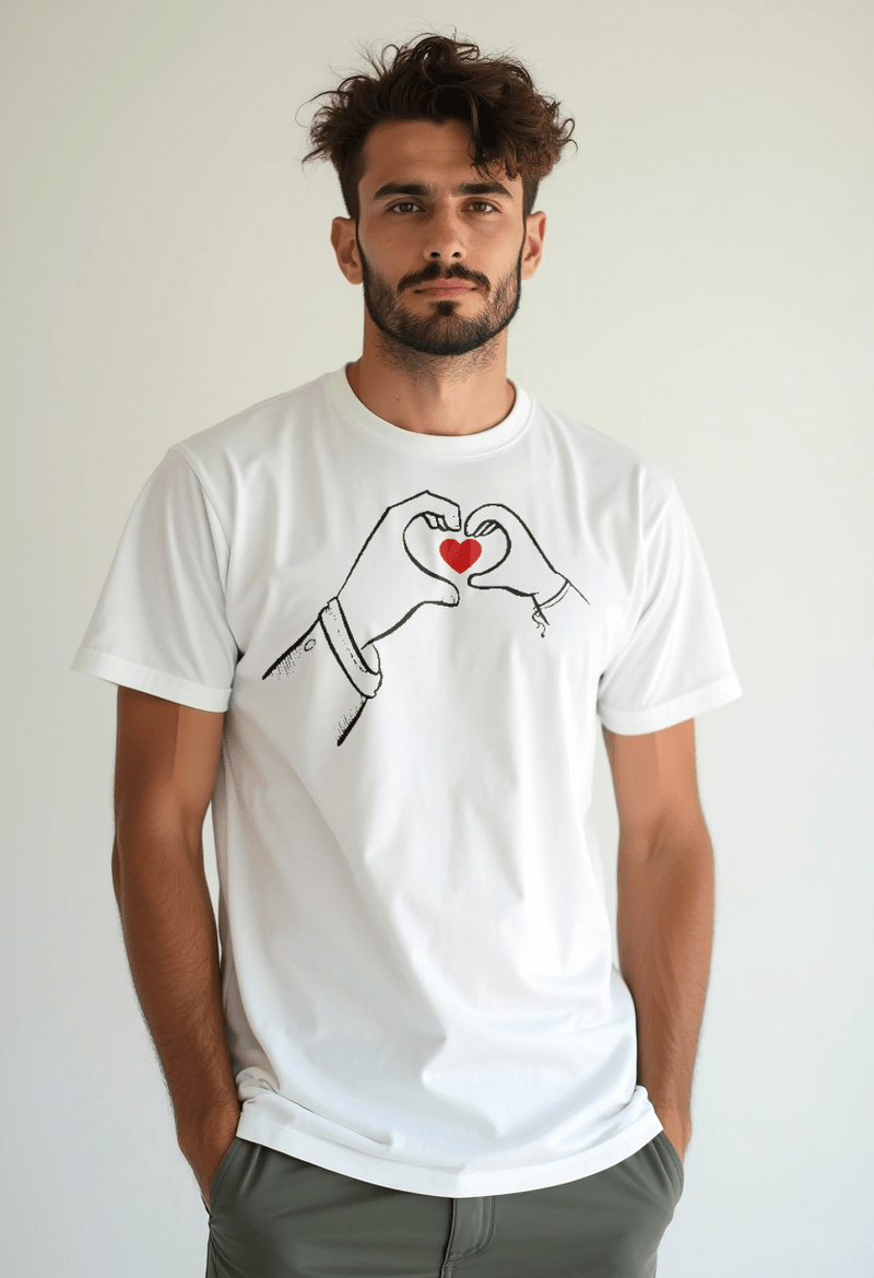 Camiseta Masculina T-Shirt Quality - Pai E Filho Formando Coração